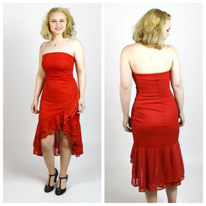 NWT Byerwear Too Coral Strapless Party Hi Lo Dress